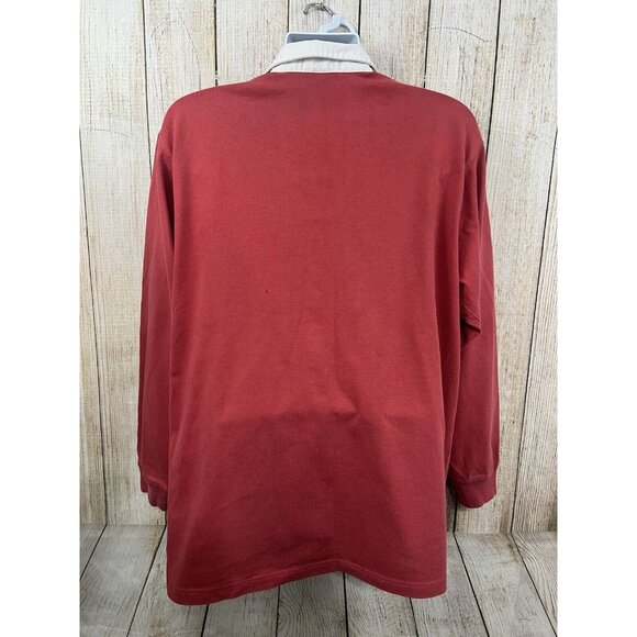 Vtg 90s Polo Ralph Lauren Rugby Shirt Men Large Long Sleeve Coral Orange Preppy - Picture 5 of 7